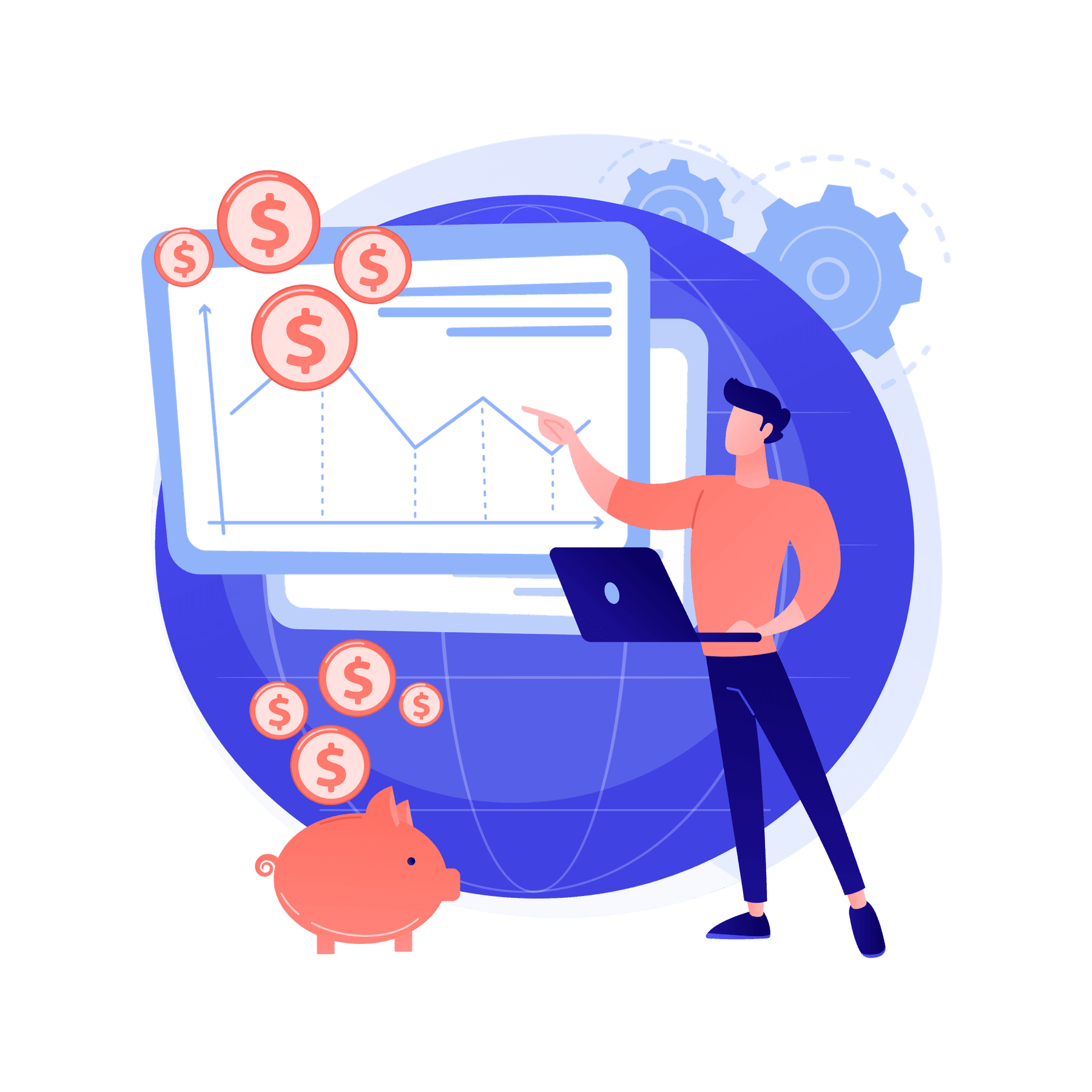 Ilustração de geração de ideia de negócio digital