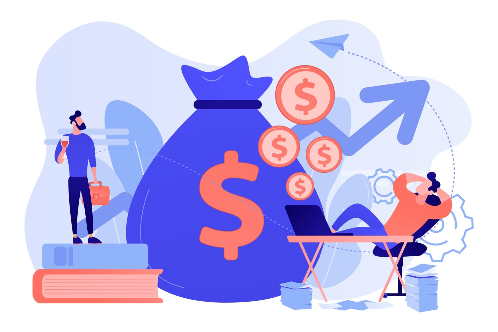 Ilustração sobre monetização online e investimento