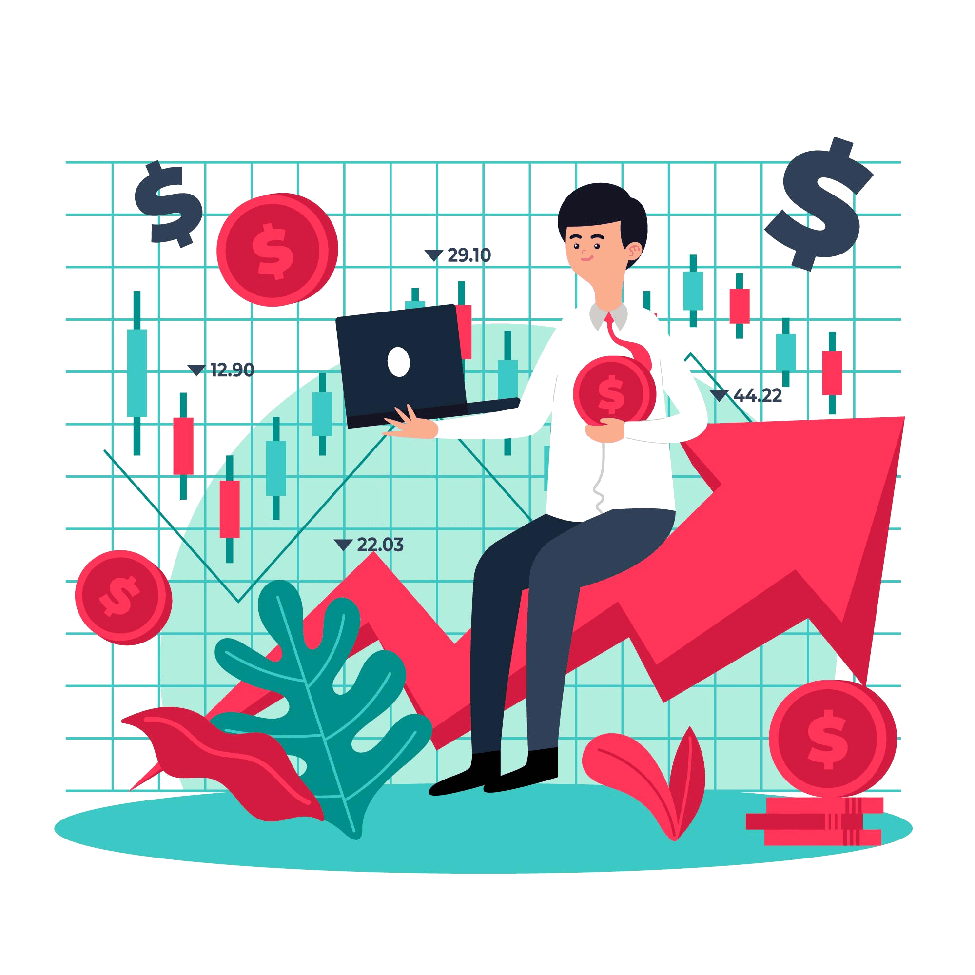 Ilustração de trader trabalhando com dados de mercado